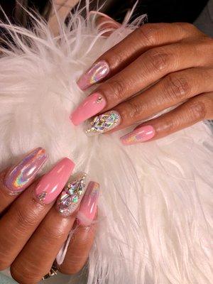 Light Pink with chrome and rhinestones  Love it