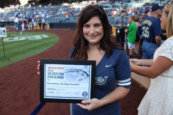 Opening pitch at the Pads game!
 Lisa Keith State Farm San Diego