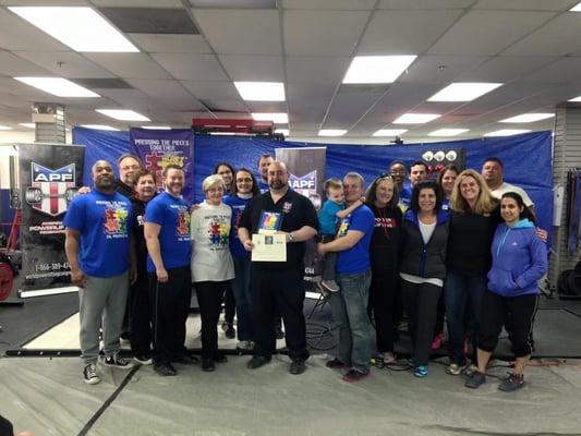 A few of the team at the Autism Society of America Fundraiser held at the gym - $6500 raised in a few short weeks by over 25 bench pressers!