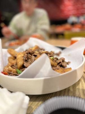 Beef Stir Fry with Chinese donut