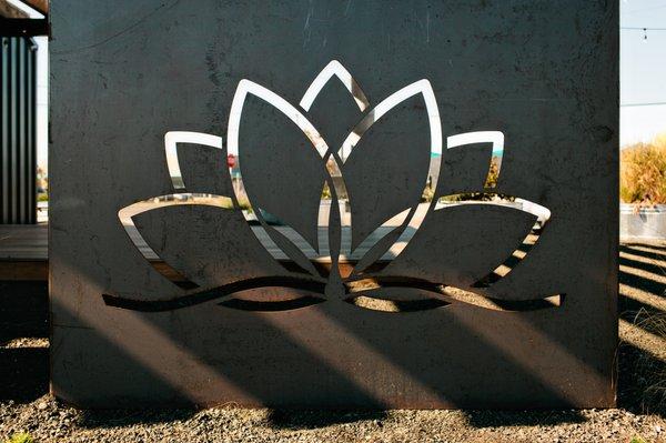 Closeup of the Dockside Cannabis logo outside of their Ballard dispensary.