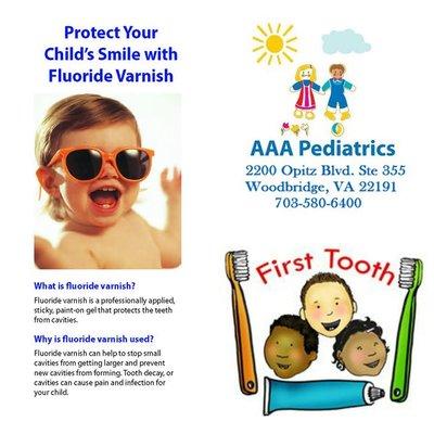 First Tooth Fluoride Varnish done in our office