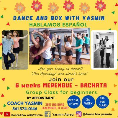 Are you ready to learn MERENGUE & BACHATA DANCING?  Learn your BASIC moves, like Holds - Turns, and more!