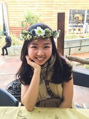 Flower crowns from Studio La Fleur in front of Seed People's Market.