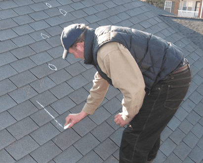 Estimating Hail Damage on a shingle roof in Orlando, Florida.