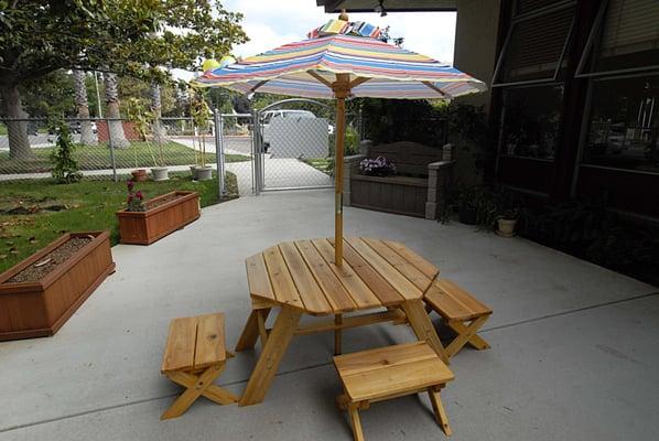 The children's outdoor work space.