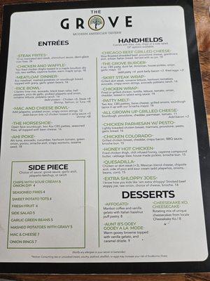 The menu