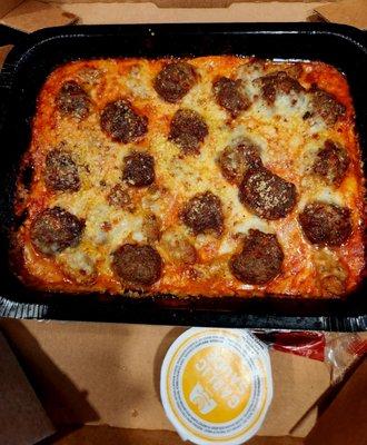 Jan 2023: $11.99 Meatball Bake-- similar to a pizza minus the crust (good)