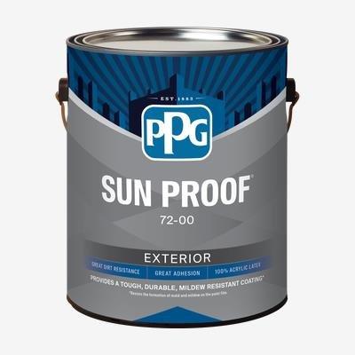 SUN PROOF Exterior Latex Paint in Quarts and Gallons available in Flat, Satin, Semi Gloss.