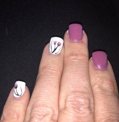 Hand painted flowers with my gel manicure -she does awesome work!