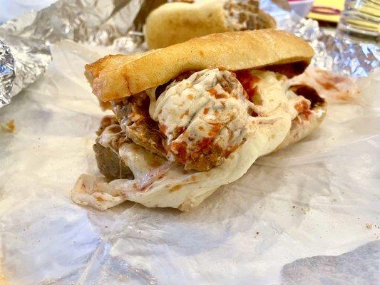 Meatball and Ricotta Parmigiana Sandwich , so good !!!