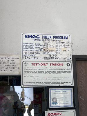 V & T Smog Test Only