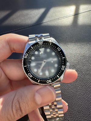 Watch prior to repair (moisture under the crystal).