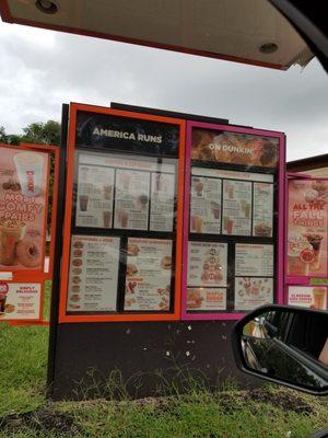 Drive thru menu