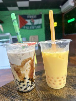 Mango Milk Tea & Brown Sugar Milk Tea