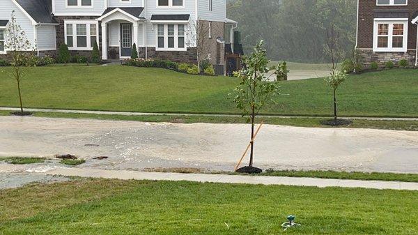 Drainage in the community in Mason, OH is poor for an entire street.