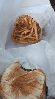 Double burger and fries