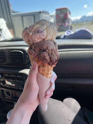 double scoop waffle cone ice cream