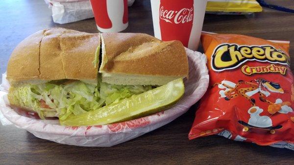 Regular-sized turkey and avocado sub