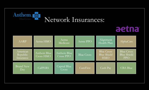 Network insurances Please Call us if your insurance is not listed