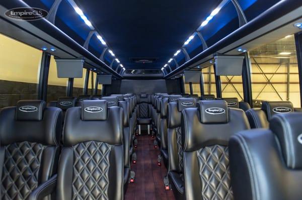 You won't see stretch limousines in our large capacity vehicle fleet; our mini coach can accommodate groups of over 30+ people.