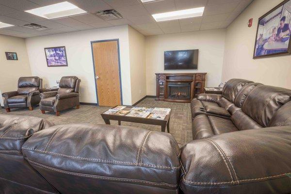 Waiting room at Bretz RV & Marine in Billings.