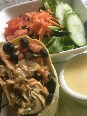 Blackened mahi-mahi wrap with side salad!!