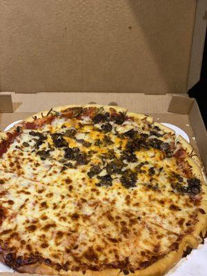 XL plain cheese/ sautéed mushrooms & cheddar