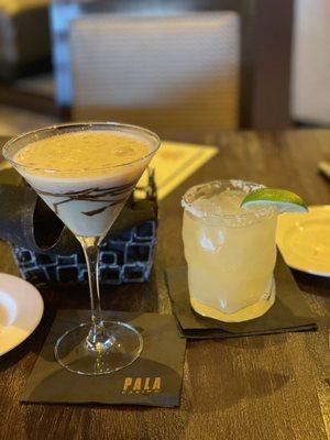 Chocolate martini & margarita