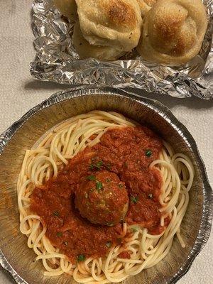 Spaghetti and meatballs (kids size)