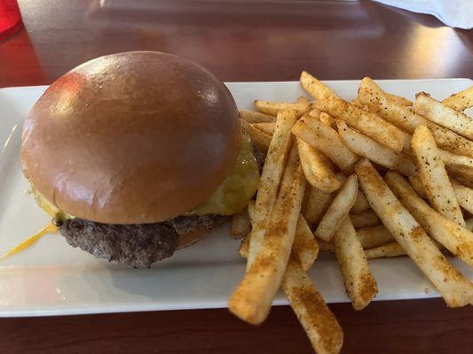 Cheeseburger with seasoned fries-they were great