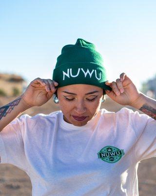 Our NuWu Cannabis Marketplace OG Aisha in new NUWU branded beanie and shirt!