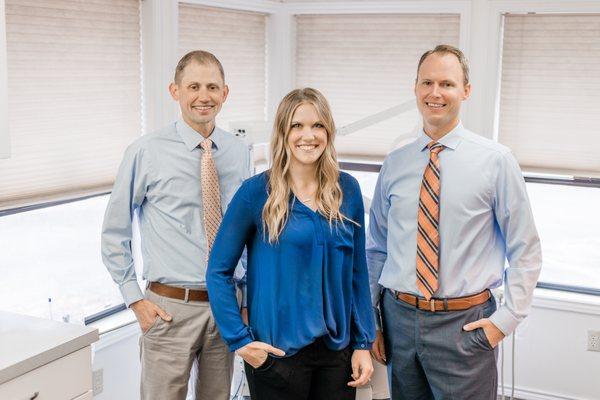 Dr. Blackner, Dr. Wood and Dr. Smith at Nisqually Reach Family Dentistry.