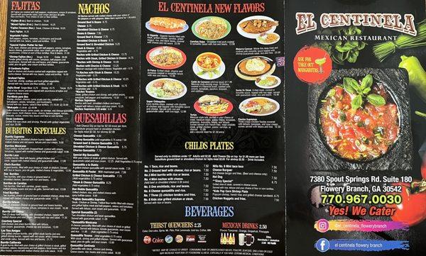 2022 takeout menu outside