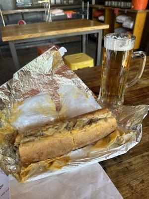 Mexican Lager and Cheesesteak from Fedoroffs