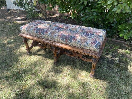 An antique replica of queen-anne bench. I have the old "before" photo for your review.