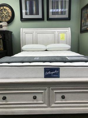 White storage bed. Solid wood. Very nice!