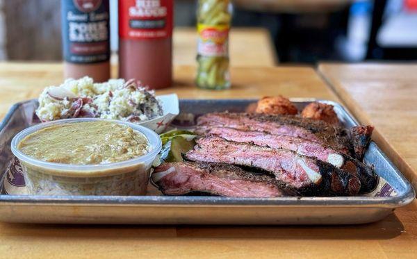 Ribs / BBQ Hash / Potato Salad / Hush Puppies / Pickles