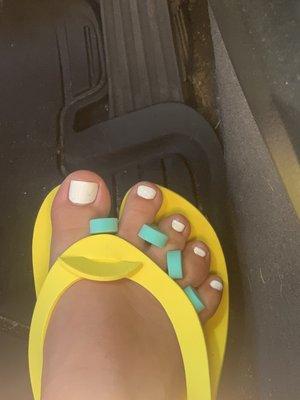 Pedicure, lasts well over a month without chips.