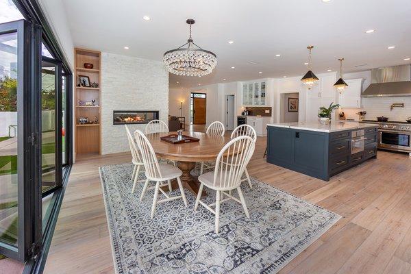 fire place in the dining room