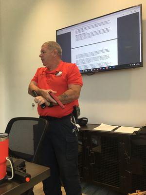 Sean Collins Instructing flashlight technique during CCW class at Babcock Ranch 9/7/19