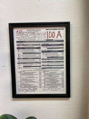 Most recent health inspection for the people that are making things up and leaving fake post.