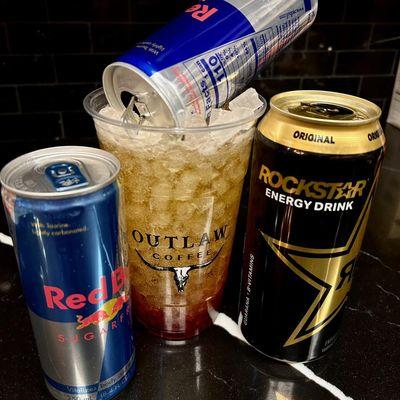 Red Bull, Lotus, Zipfizz and Rockstar available!