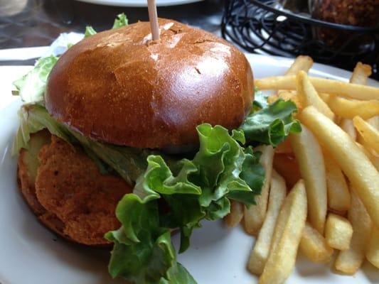 Breaded chicken (which is like crispy chicken) and fries