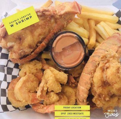 Double Fried Golden Lobsters, Shrimp & Fries