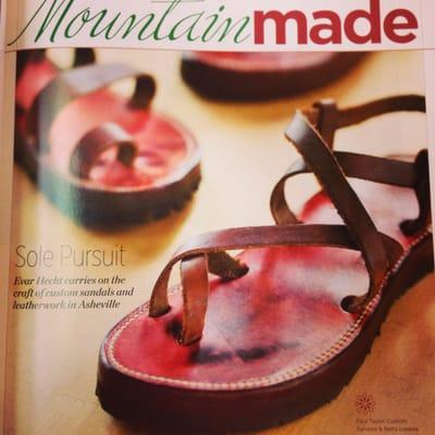 Handmade sandal write up in WNC Magazine.