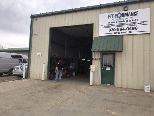 Vehicle entrance to shop!