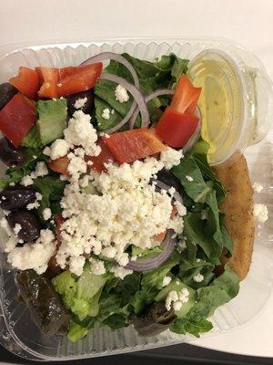 Salad of the day - big Greek salad, realized they didn't put the grilled chicken a little too late