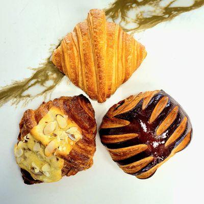 Fan favorites; Butter, Classic Almond & Chocolate Croissants