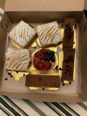 Pastries - Fruit tart, Lemon Meringue and Chocolate